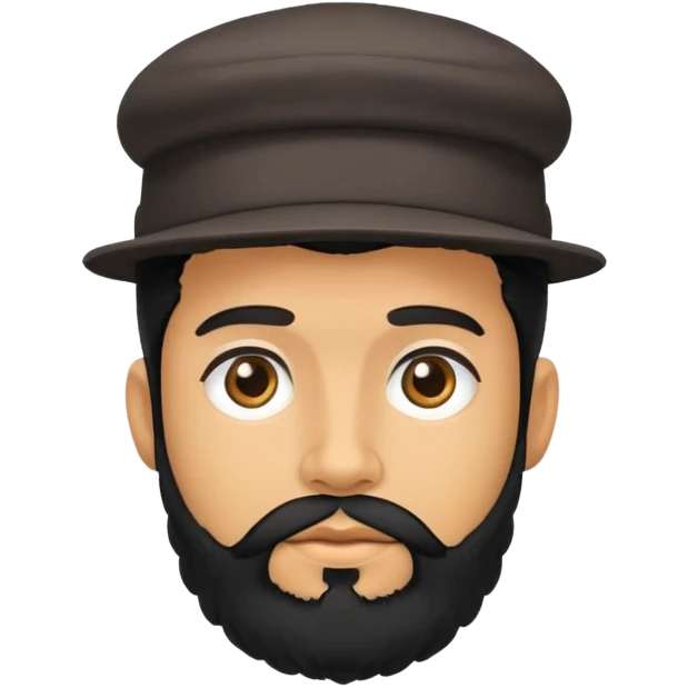 Man with hat, black puffy hair and a shaved beard  emoji