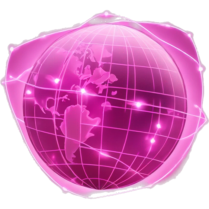 Pink and light pink, sparkly connected fiber optic, network, world globe   emoji