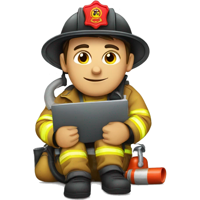 a hard-sitting, computer-based firefighter emoji