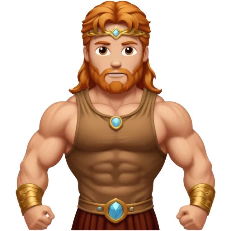 Hercules, God of Strength from Gods and Goddesses with long reddish blonde hair, bronze outfit emoji
