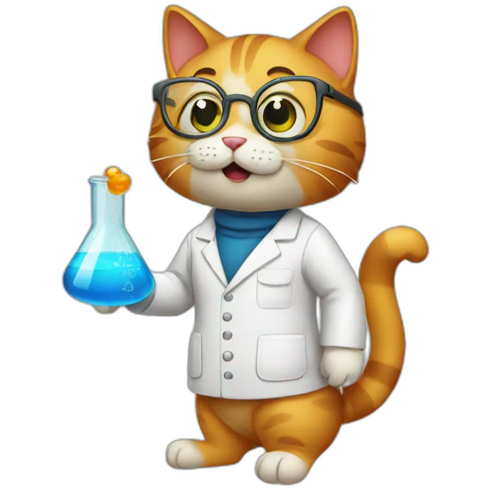 Cat doing chemistry emoji