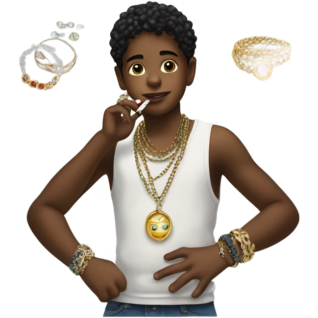 smoking boy with jewelry emoji