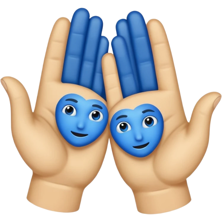 Dos manitas azules diagonales en forma de reverencia emoji
