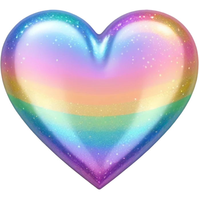 glitter heart with pastel rainbow colors emoji