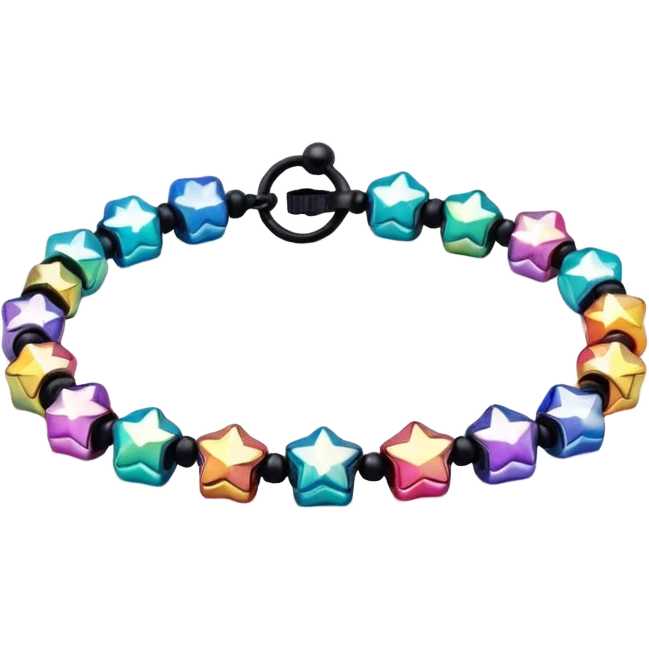 colourful round beaded bracelet with some star beads emoji