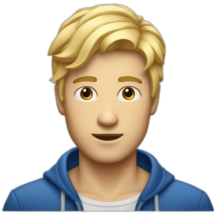 homme cheveux blond aux yeux bleus foncés emoji