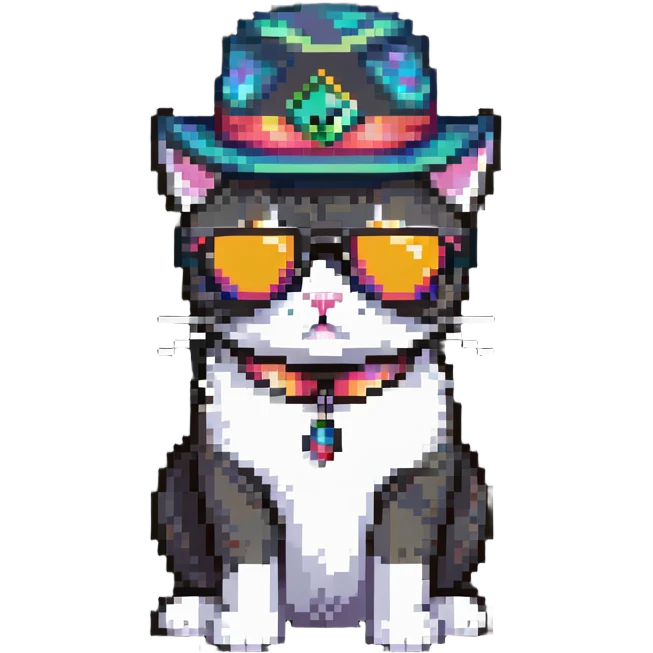 cat wearing sunglasses and a hat emoji