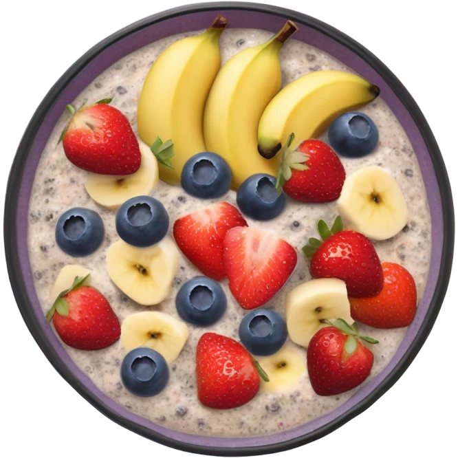 Blow of chia pudin whit fruits emoji