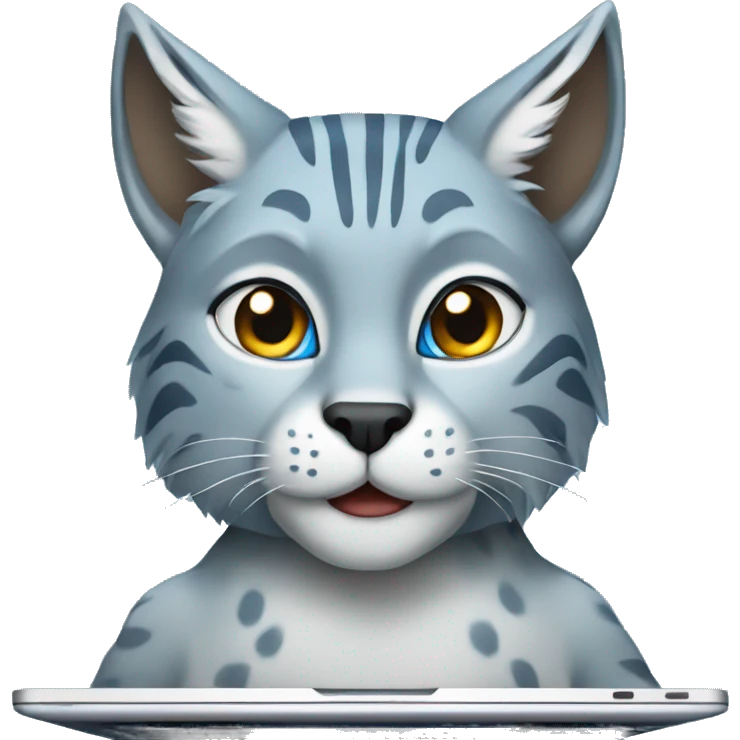 A blue lynx with a laptop emoji