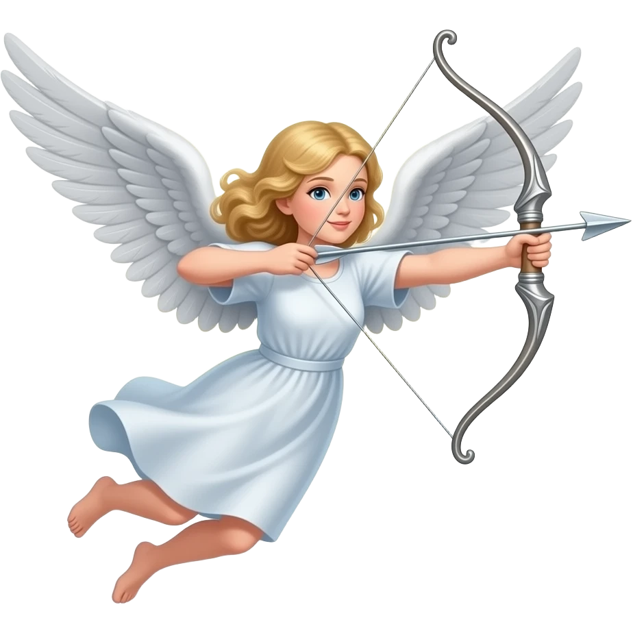 an angel with the face being a light source flying shooting bow and arrows emoji