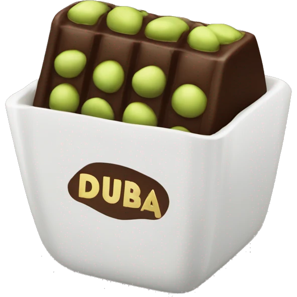 A bar of Dubai chocolate filled with Green pistachio cream emoji