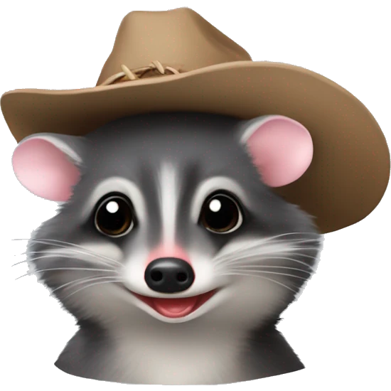 Virginia opposum with a cowboy hat emoji