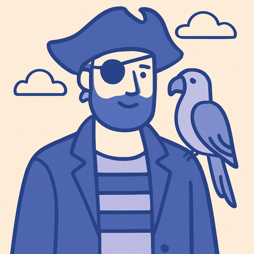 pirate with eye patch and parrot emoji