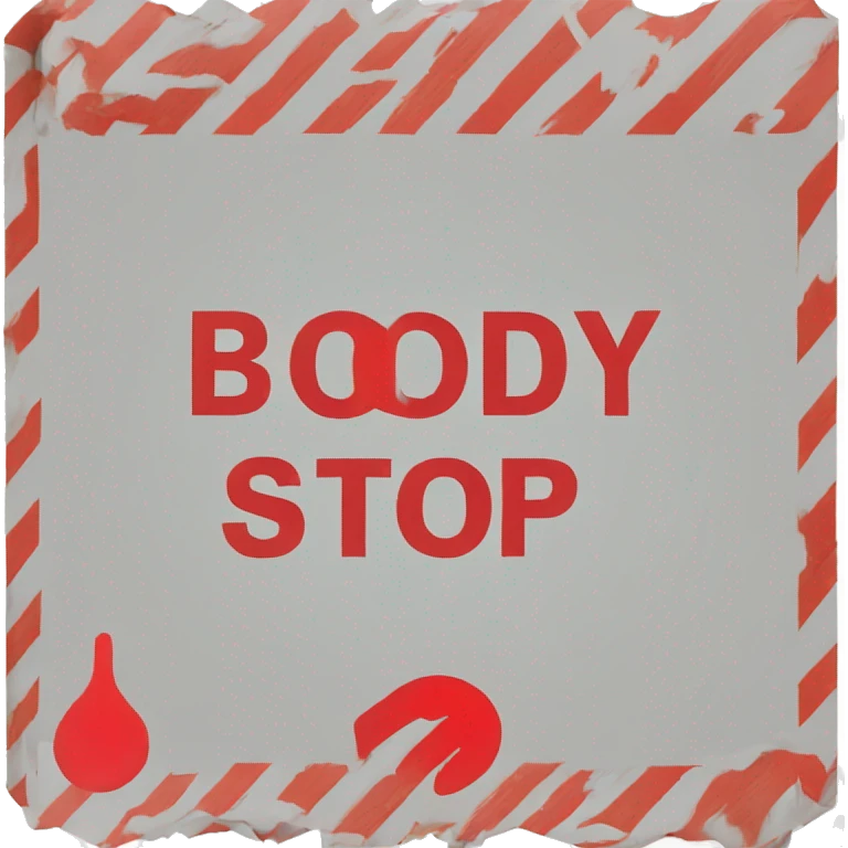 Warning sign, words body stop in red font emoji