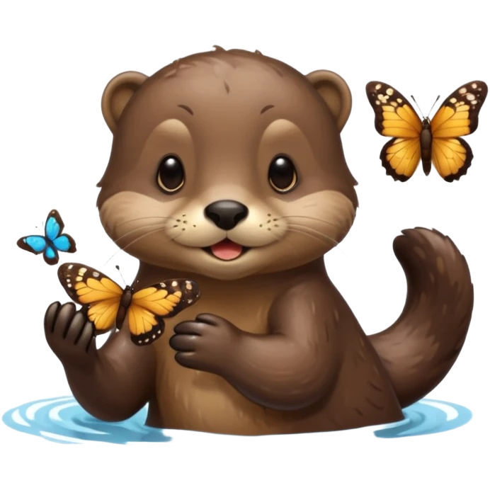 otter eating a butterfly emoji