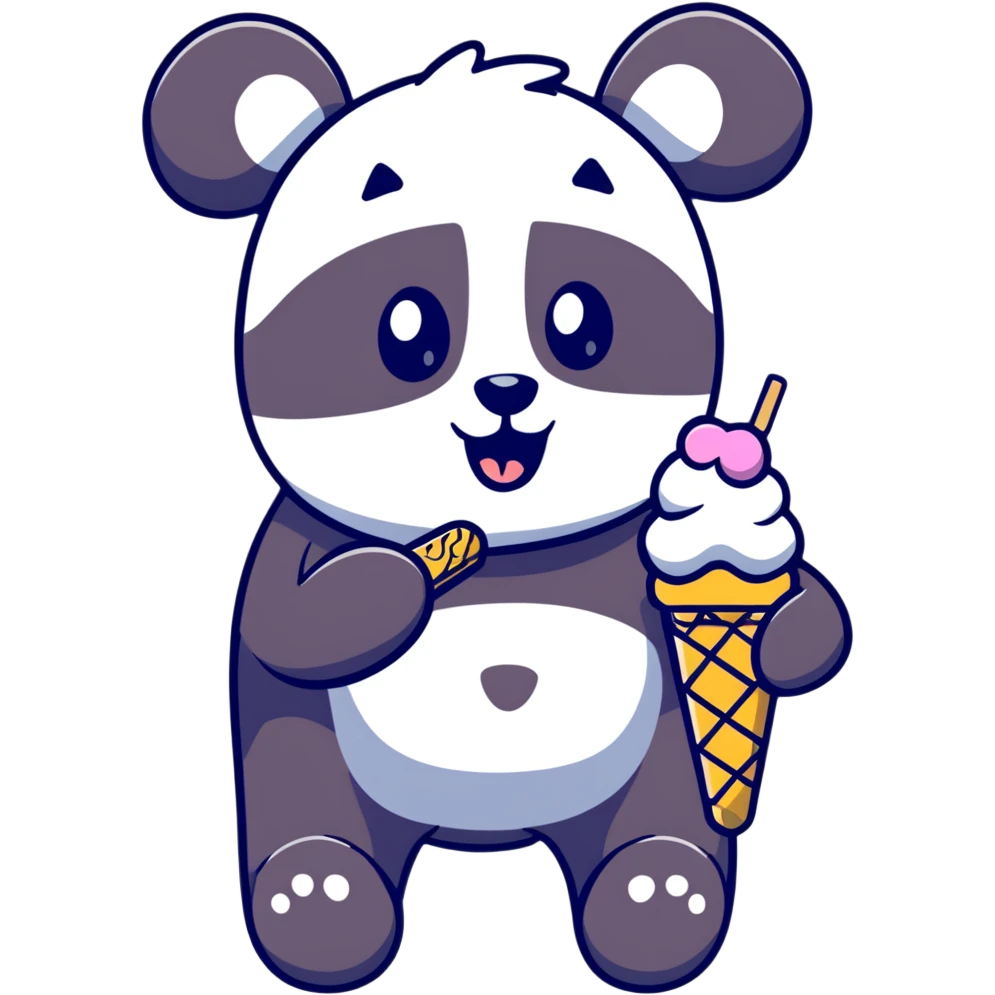 Panda eating ice cream emoji