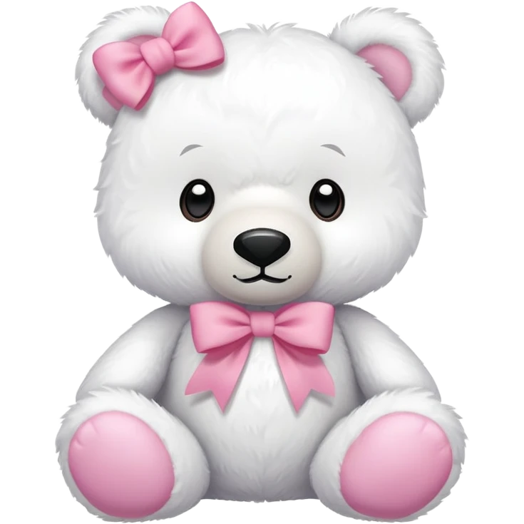 white bear stuffed animal with a pink bow emoji