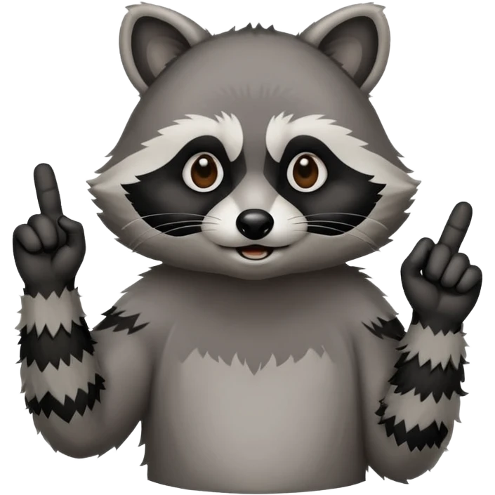 Raccoon lifting middle finger emoji
