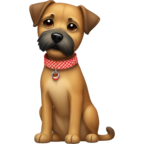 Border terrier with red checked collar emoji