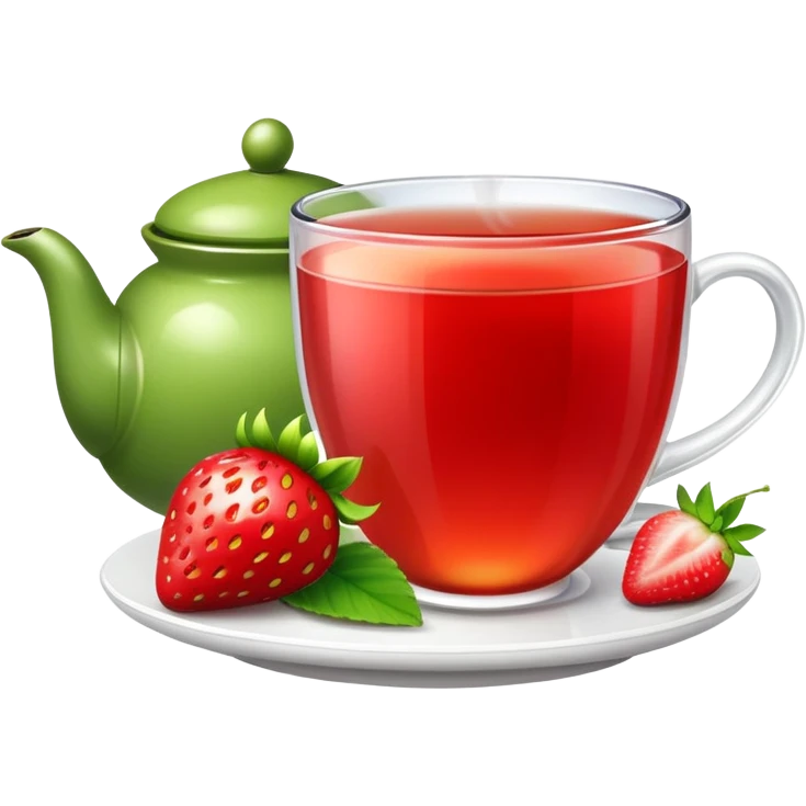 strawberry and a cup of green tea together emoji