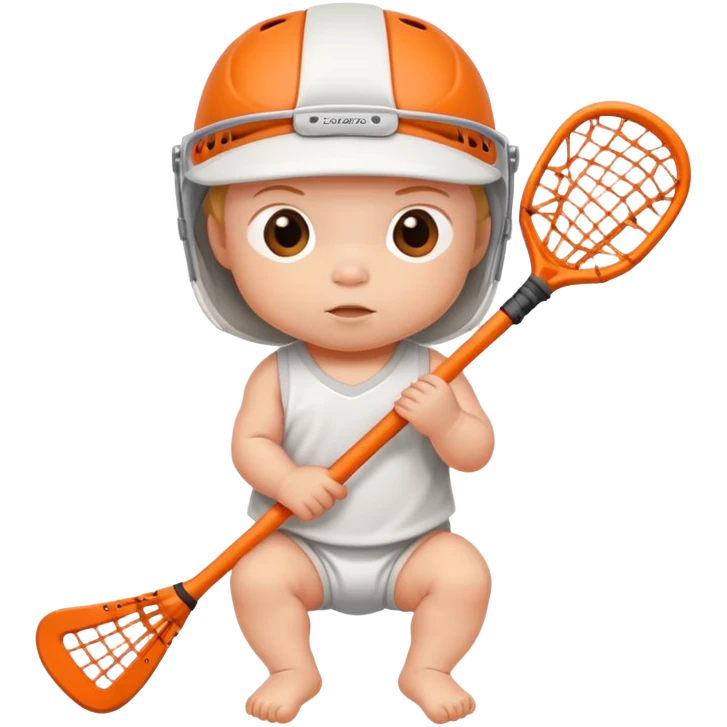 New born baby few days old with lacrosse sticks wearing orange close  emoji
