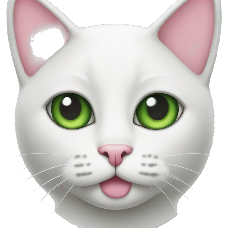 Tuxedo cat face with green eyes and pink nose emoji