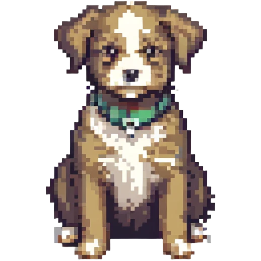 Toto the dog from Wizard of Oz, highly pixelated, sitting sideways emoji