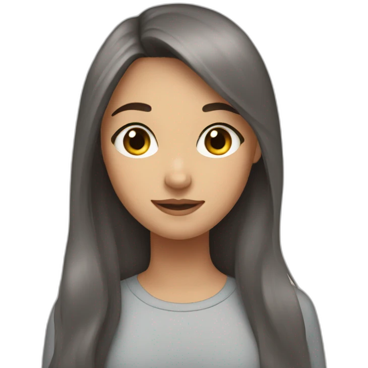 Girl with long brown hair and two Grey bannies emoji
