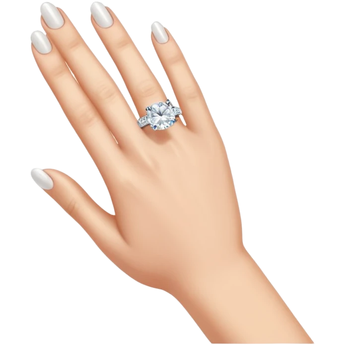 LEFT hand with diamond ring on ring finger (second finger from the pinkie) emoji
