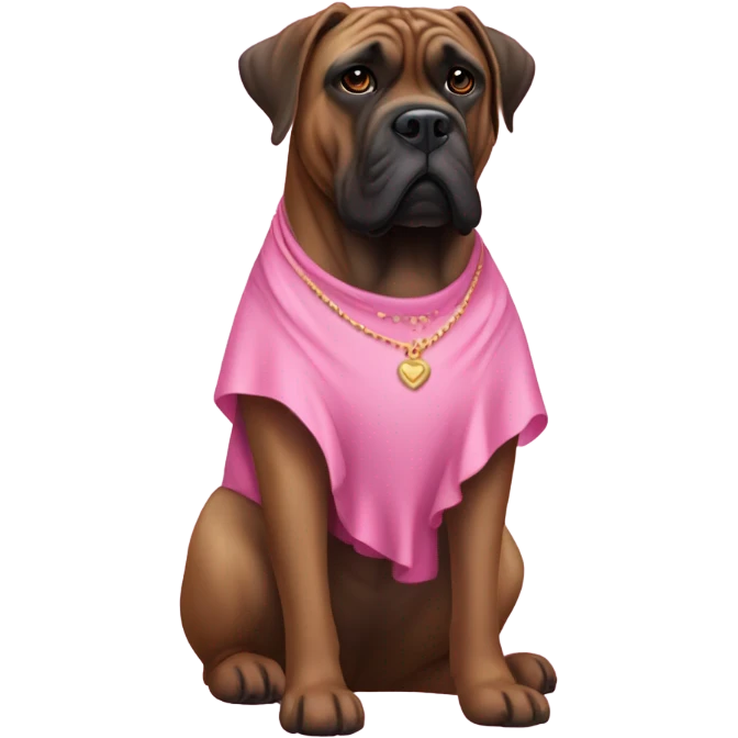 brindle bull mastiff with pink dress emoji