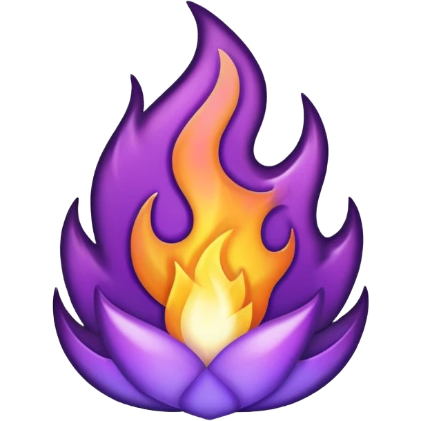 purple flame, simple and bold emoji