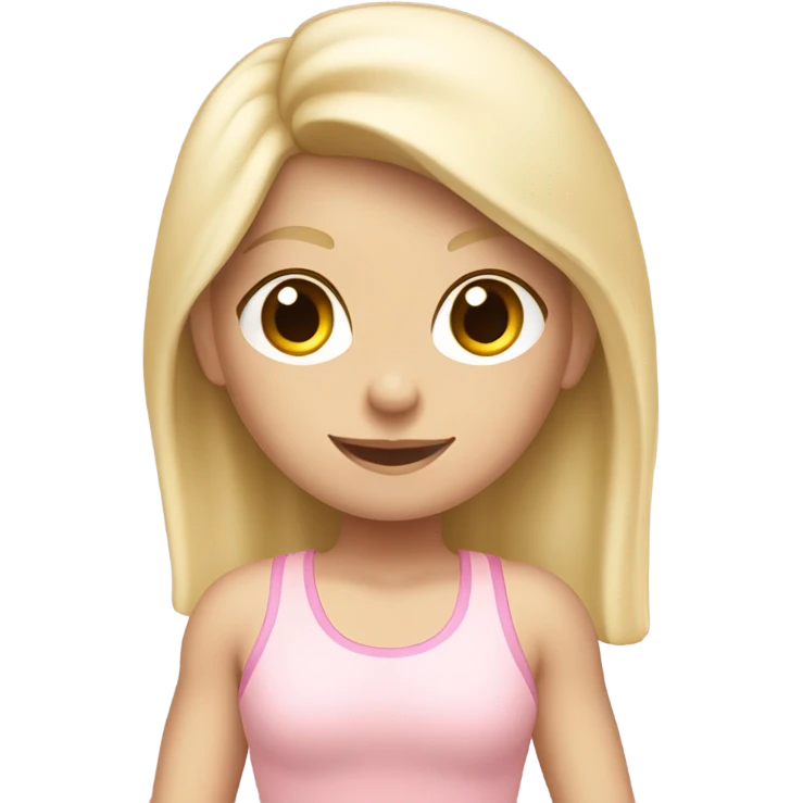 A blonde white girl in a light pink fitness suit with a fitness mat emoji