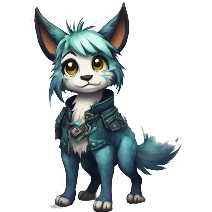 Cool cute Kawaii edgy fantasy shiny animal  fursona Fionbri vernid by griffsnuff & LiLaiRa & Falvie full body emoji