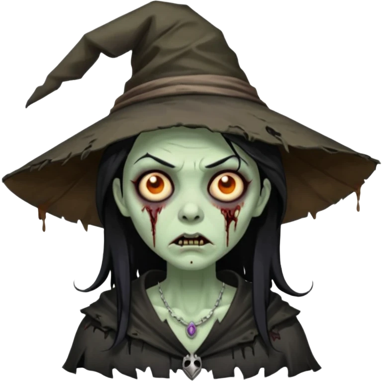 black hair zombie witch emoji