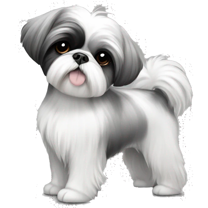 ballerina shihtzu white and black and grey emoji