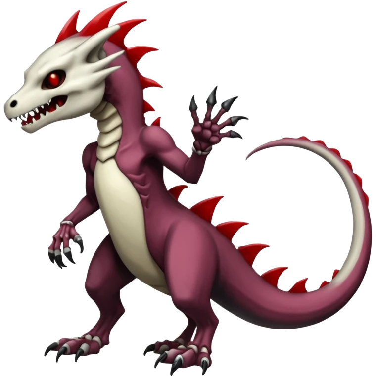 Shiny White Evil Glowing Eldritch Marowak-Salandit-Duskull-Darkdramon-fusion with bloody red markings emoji