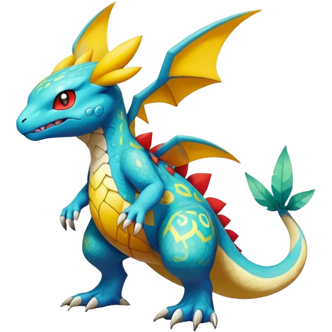 cool exotic fantasy-creature-Fakémon-Pokémon, full body, with random markings  emoji