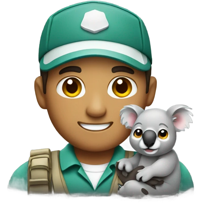 Male zookeeper holding koala emoji