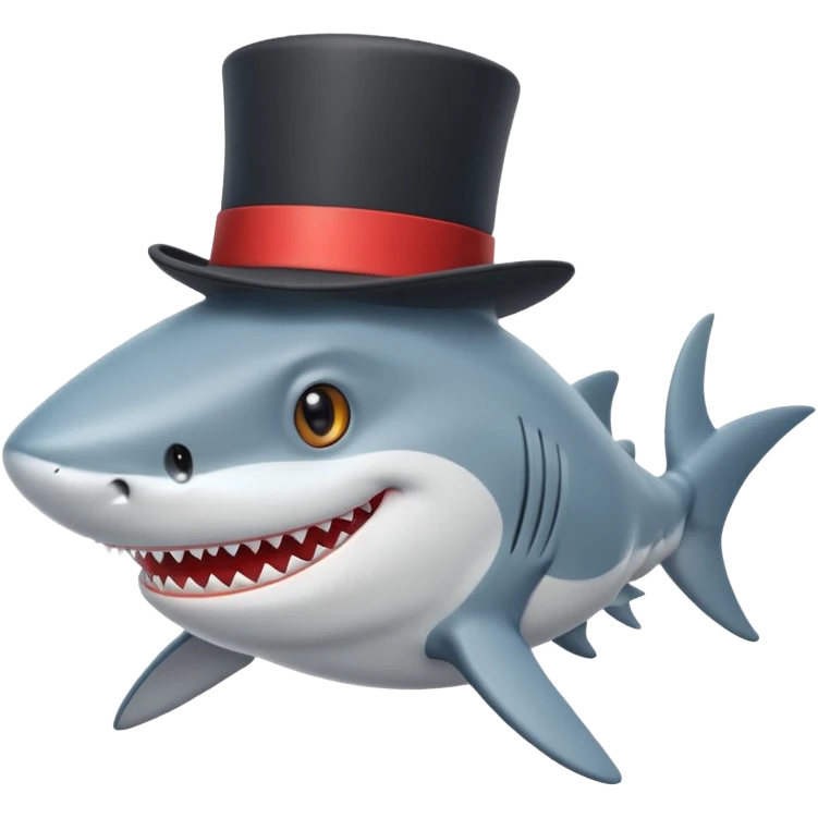 Shark with a top hat emoji