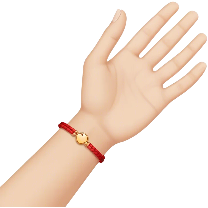 One hand with red bracelet thread  emoji