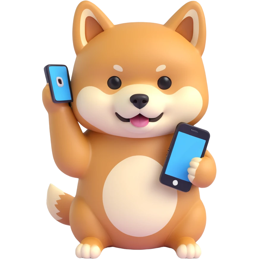 shiba inu holding a phone emoji