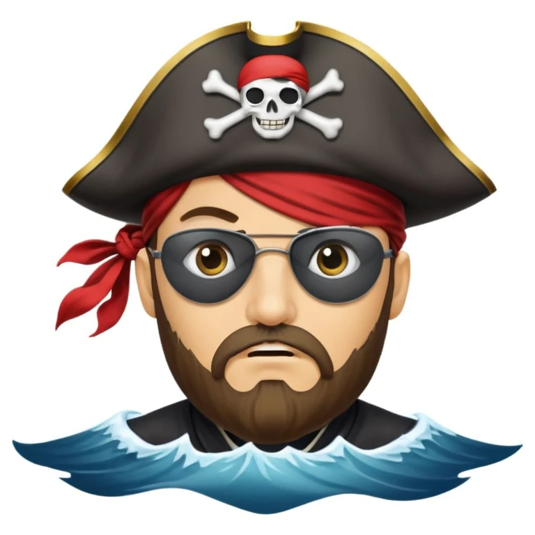 pirate with eye sailing a ship in strom sea background emoji
