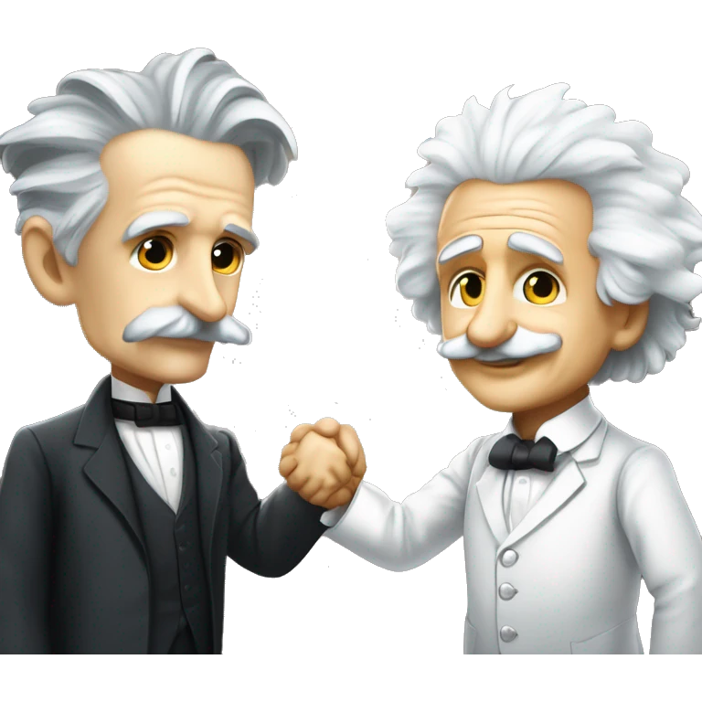 nikola tesla and albert einstein shaking hands emoji
