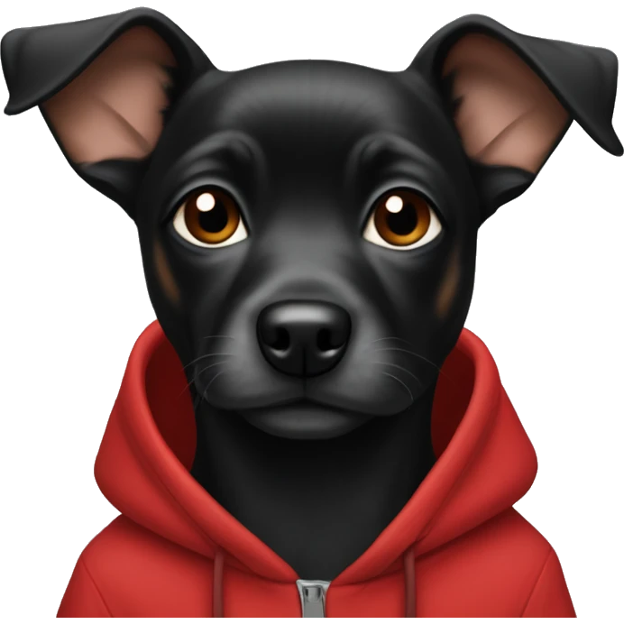 Little black dog pincher in red hoodie  emoji