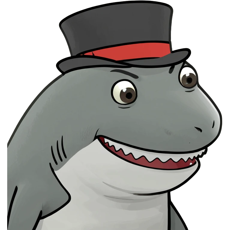 Shark with a top hat emoji
