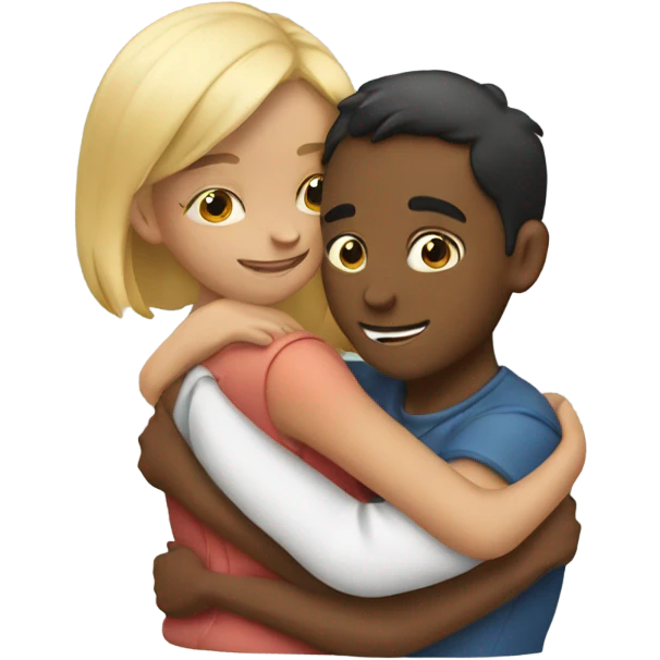 2 girls one boy hugging emoji