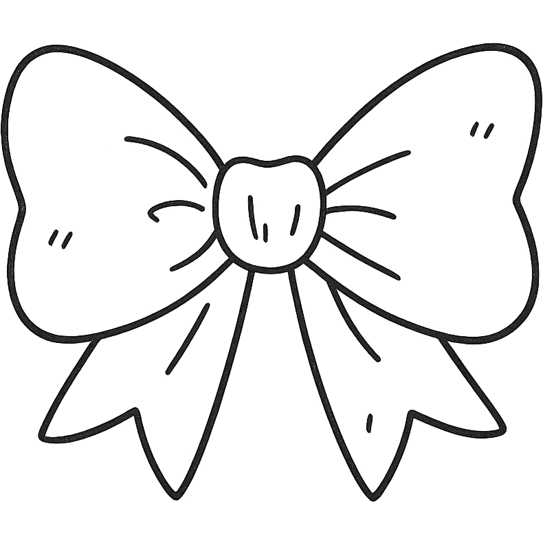 cute pink bow tie hand drawn outline style, black and white, no color emoji
