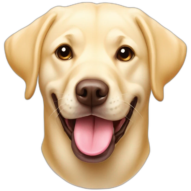 Light yellow English Labrador retriever long big tongue chubby face happy emoji
