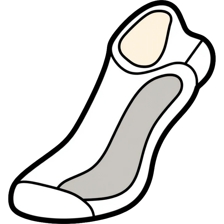 white sock cut open showing the inside insole texture from bottom view emoji