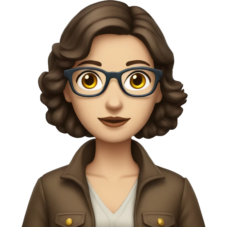 brunette librarian with blue eyes as an adventurer and camper emoji